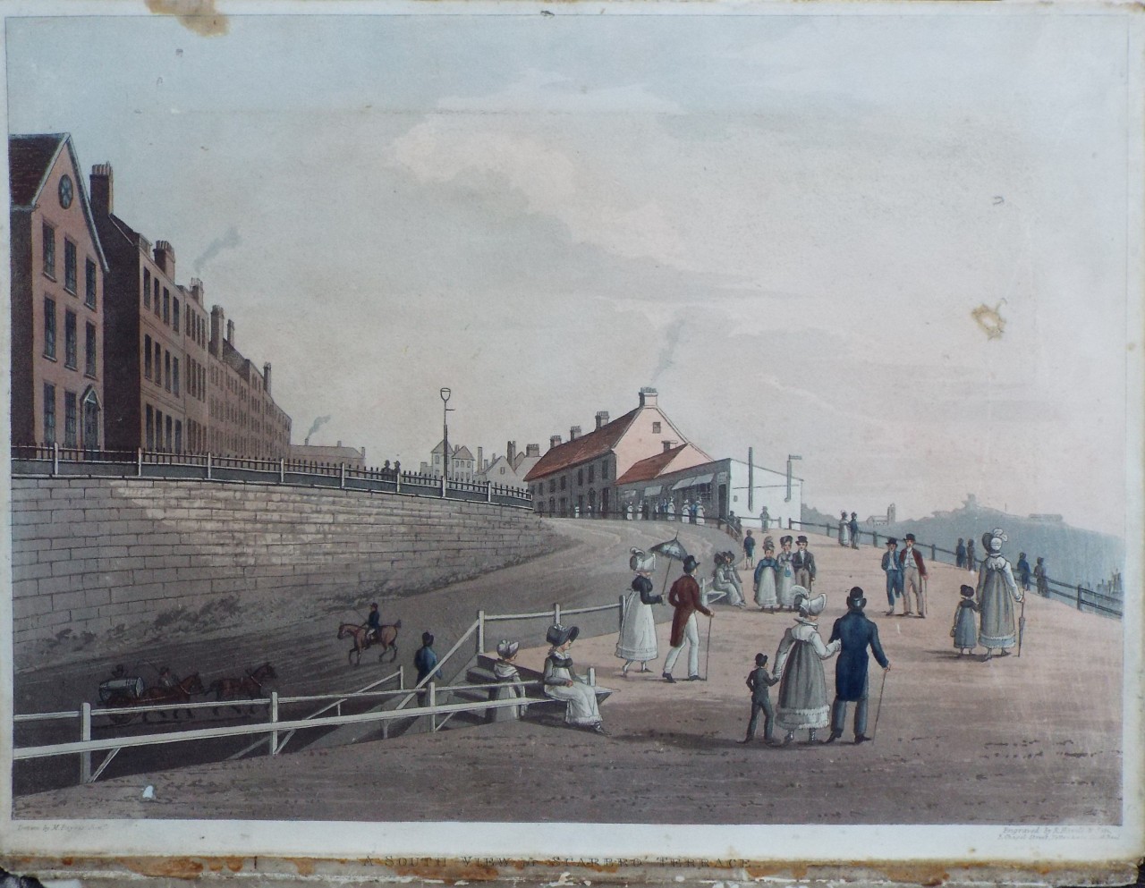 Aquatint - A South View of Scarbro' Terrace - Havell