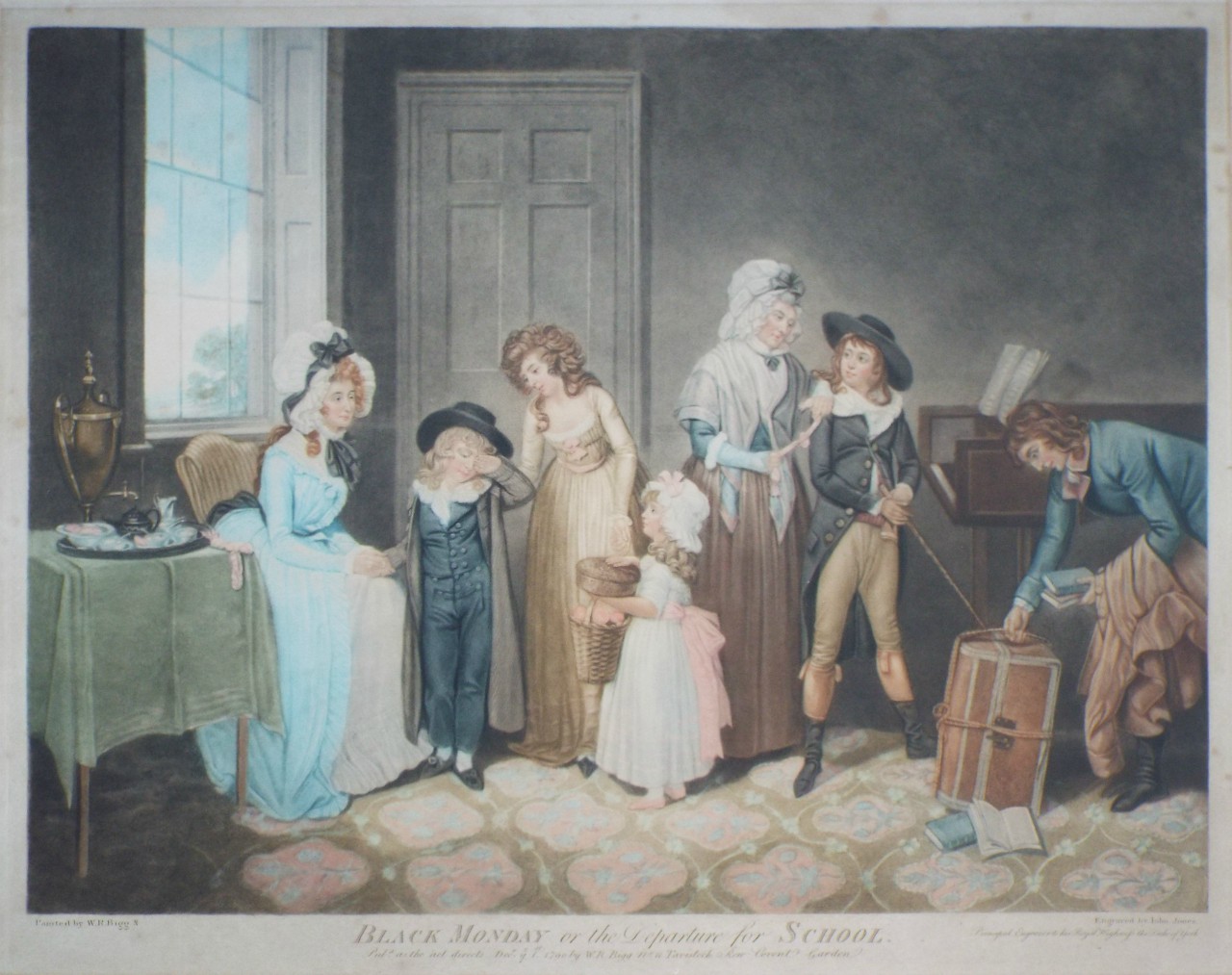 Mezzotint - Black Monday or the Departure for School. - Jones