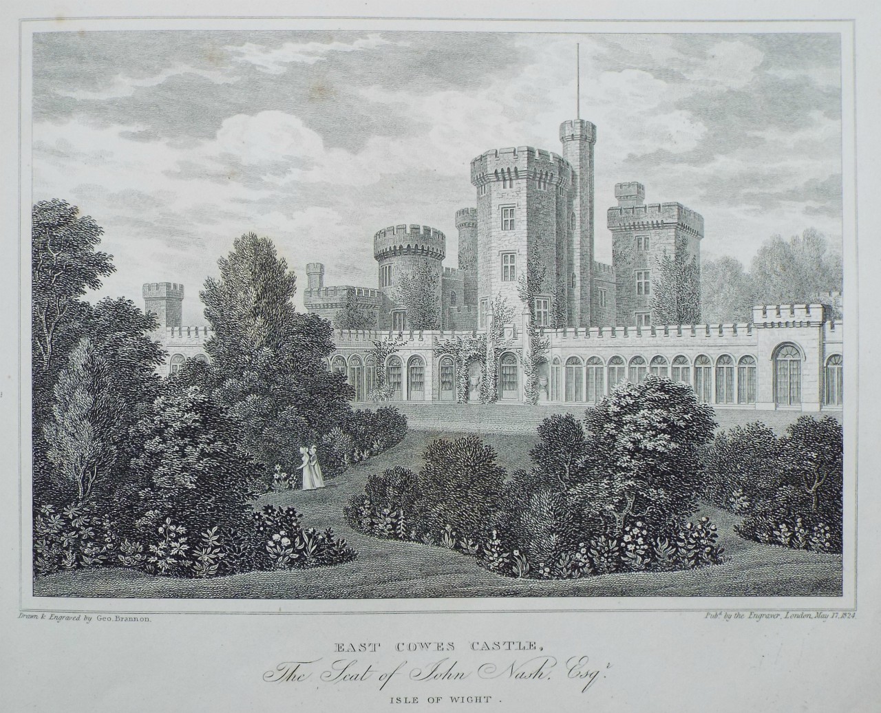 Print - East Cowes Castle, The Seat of John Nash, Esqr. Isle of Wight. - Brannon