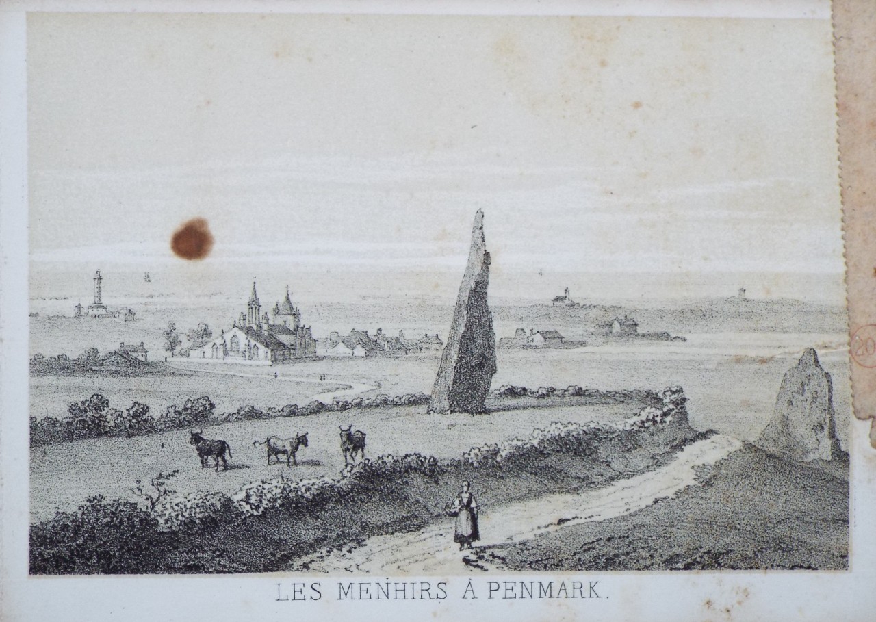 Lithograph - Les Menhirs a Penmark.