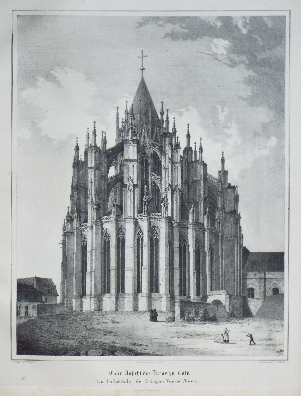 Lithograph - Thor Ansicht des Doms au Coln
La Cathedrale de Cologne, Vue de Choeur. - 