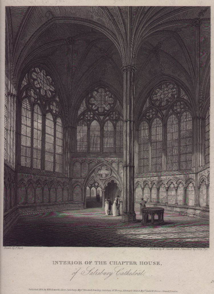 Print - Interior of the Chapter House of Salisbury Cathedral - Smith