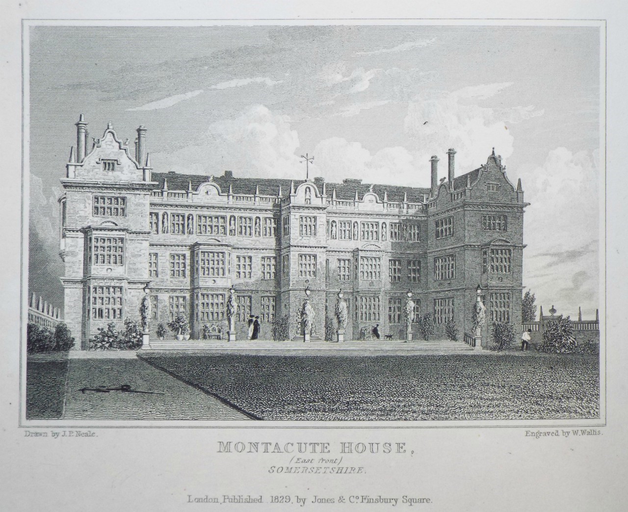 Print - Montacute House, (East Front) Somersetshire. - Wallis