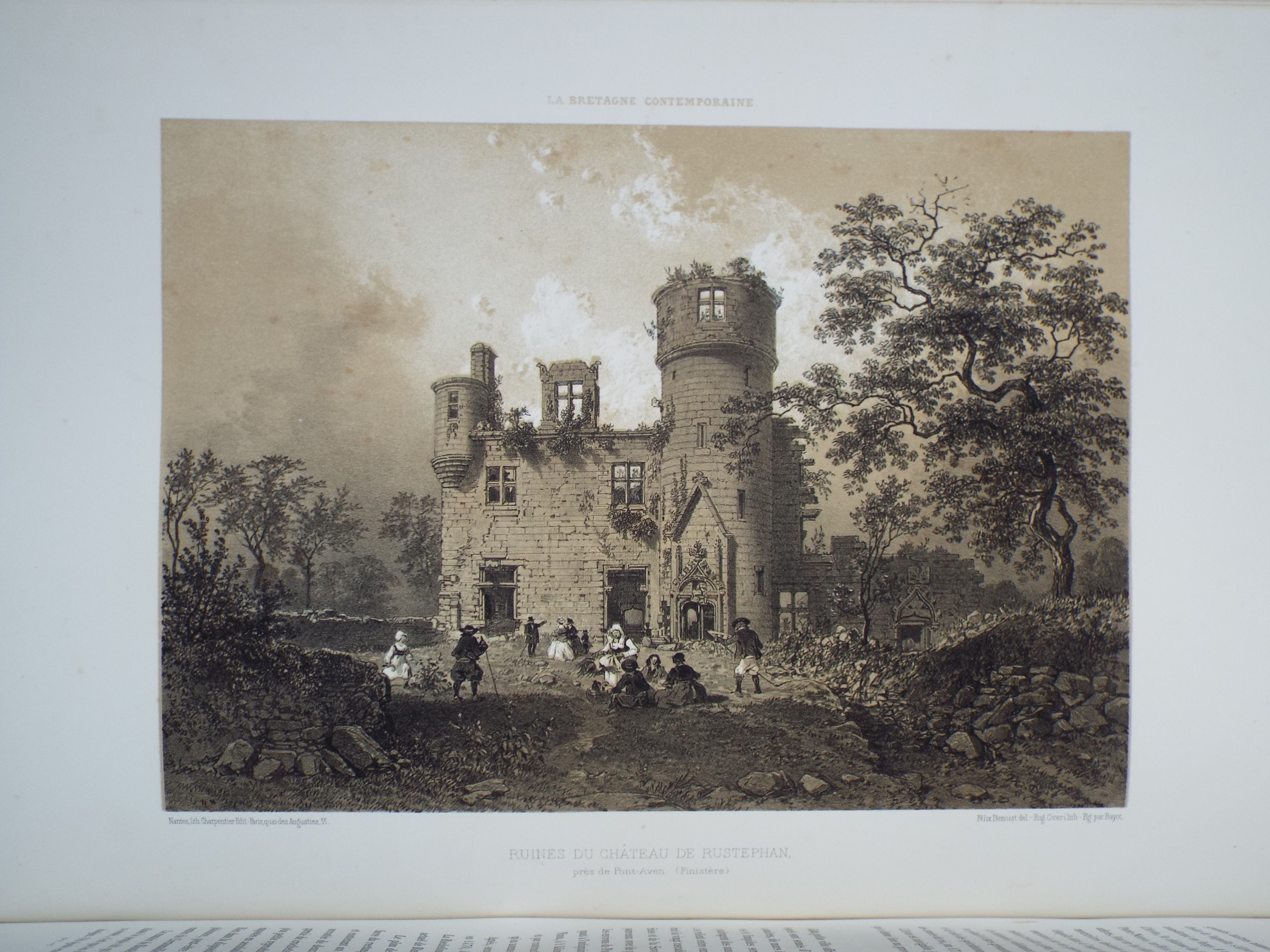 Lithograph - Ruines du Chateau de Rustephan, pres de Pont-Aven. (Finistere) - Ciceri