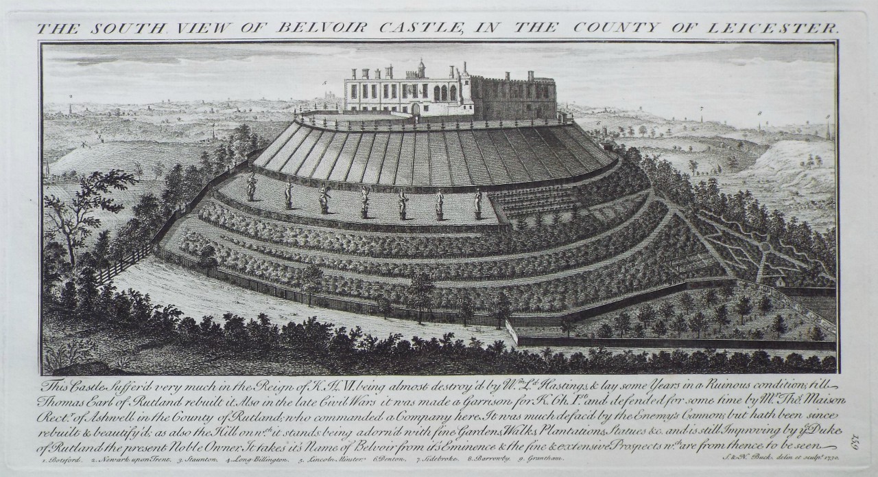 Print - The South View of Belvoir Castle, in the County of Leicester. - Buck