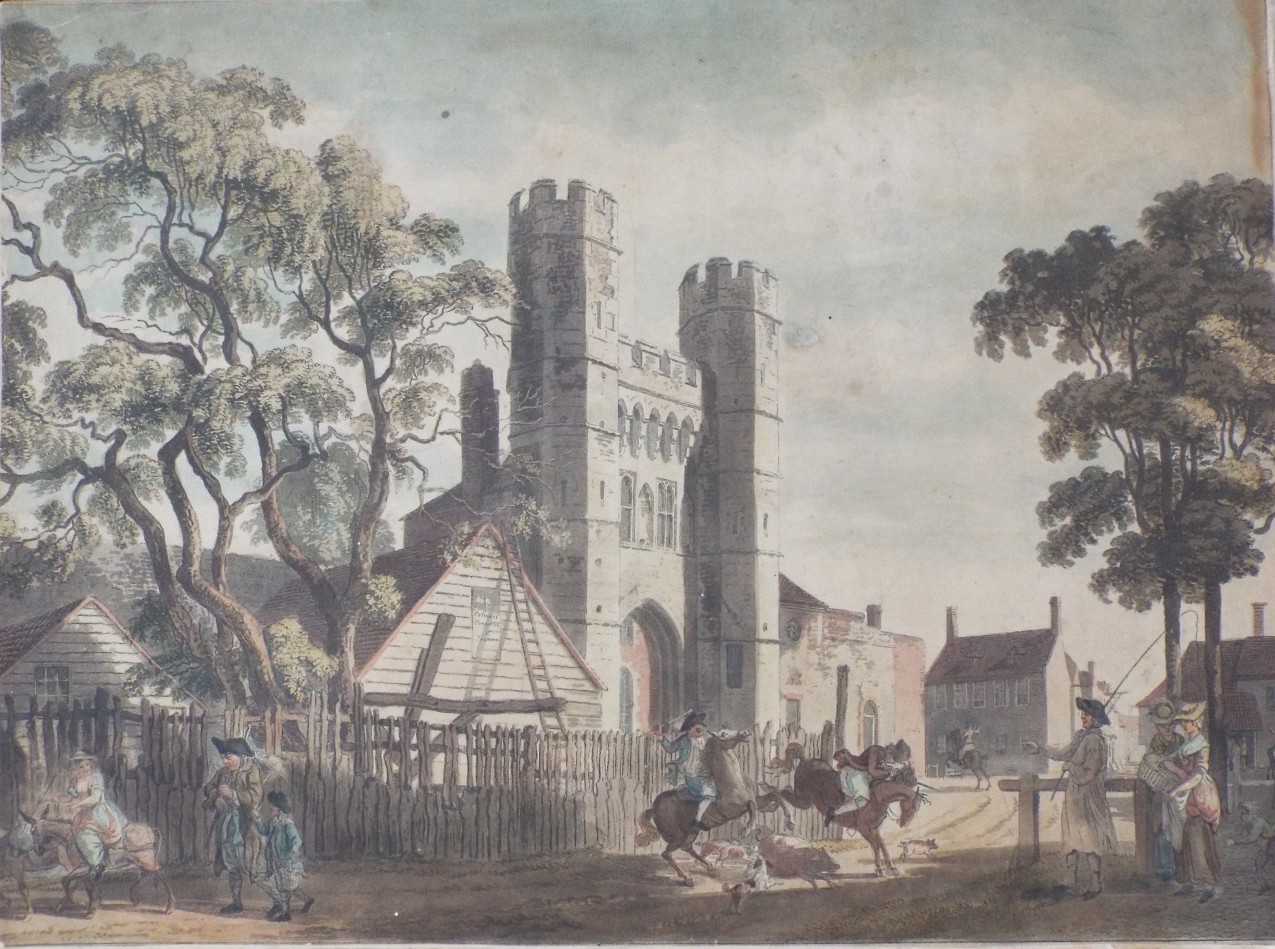 Aquatint - Cemetery Gate of St Augustine's Monastery at Canterbury. - Sandby