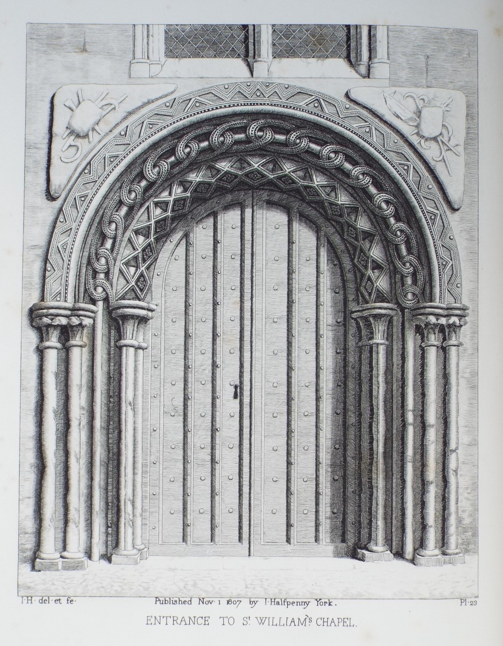 Etching - Entrance to St. William's Chapel. - Halfpenny