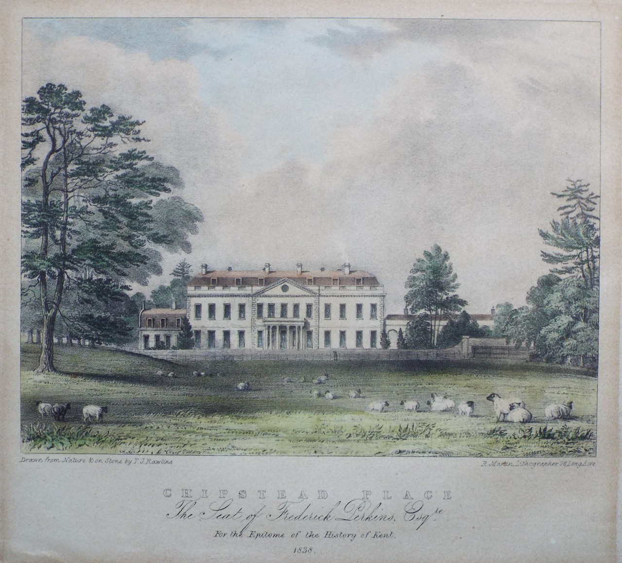 Lithograph - Chipstead Place The Seat of Frederick Perkins, Esqre. - Rawlins