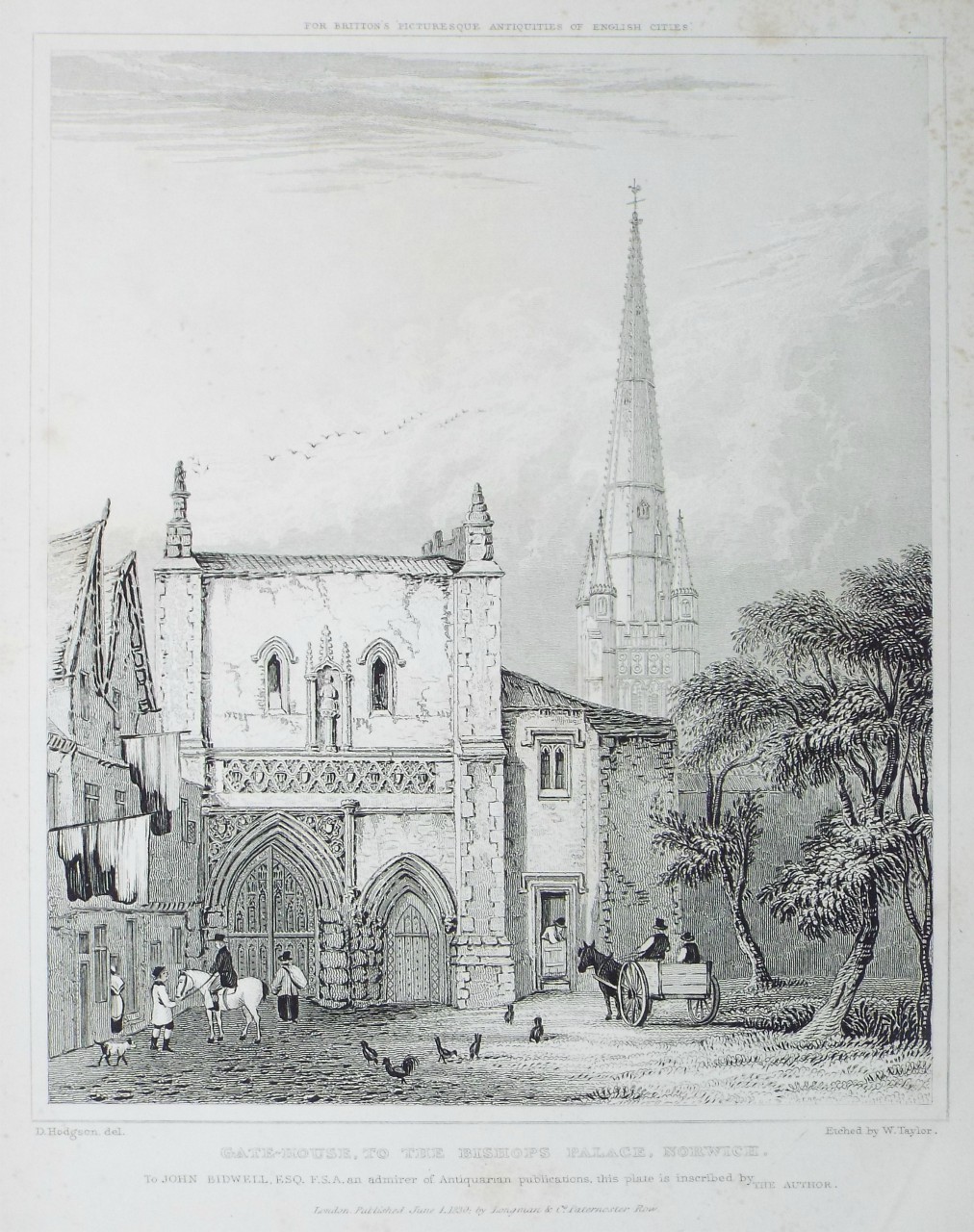 Print - Gate-house, to the Bishops Palace. Norwich. - Taylor