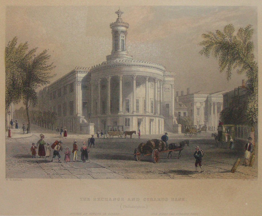 Print - The Exchange and Girards Bank. (Philadelphia) - Davis