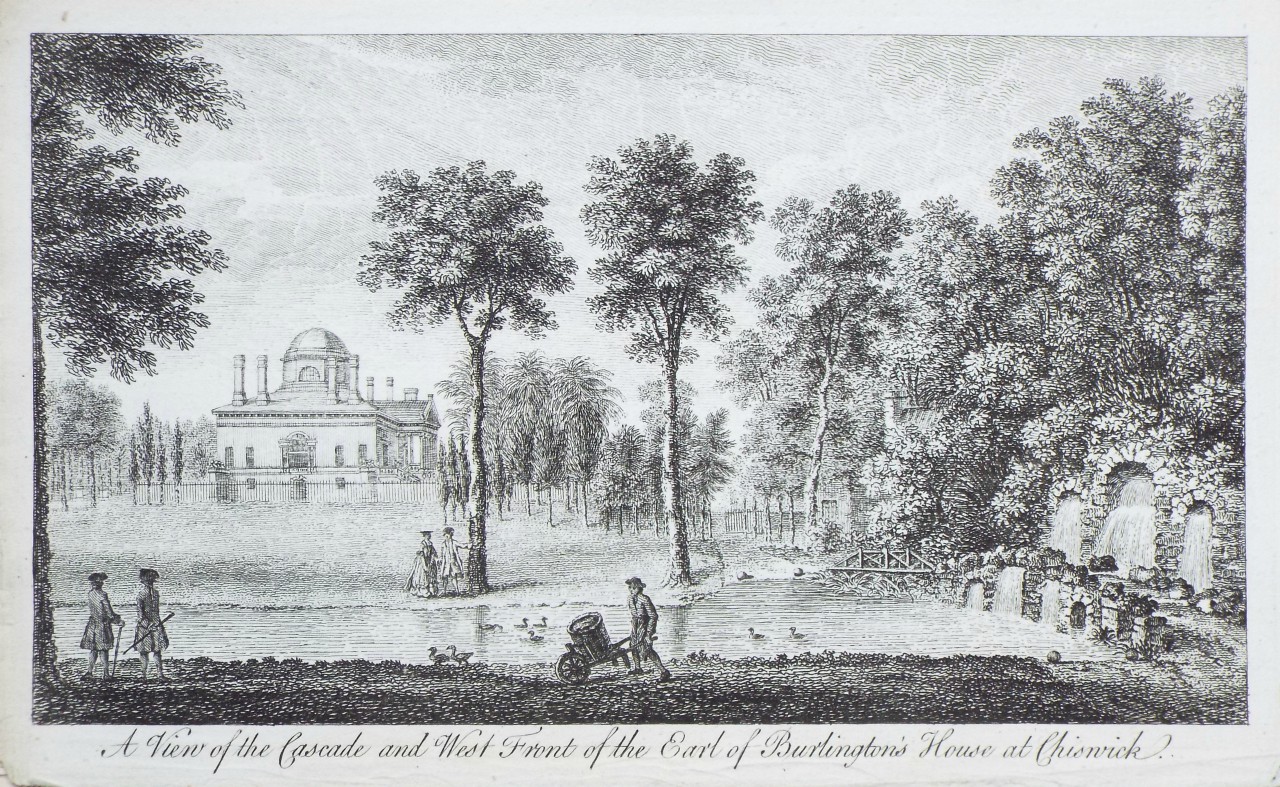 Print - A View of the Cascade and West Front of the Earl of Burlington's House at Chiswick.