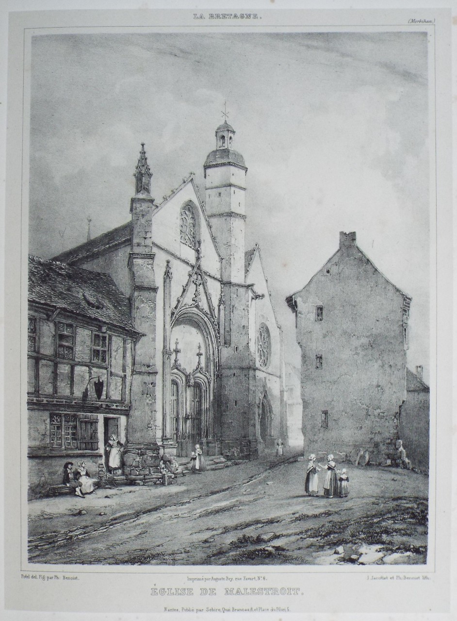 Lithograph - Eglise de Malestroit.