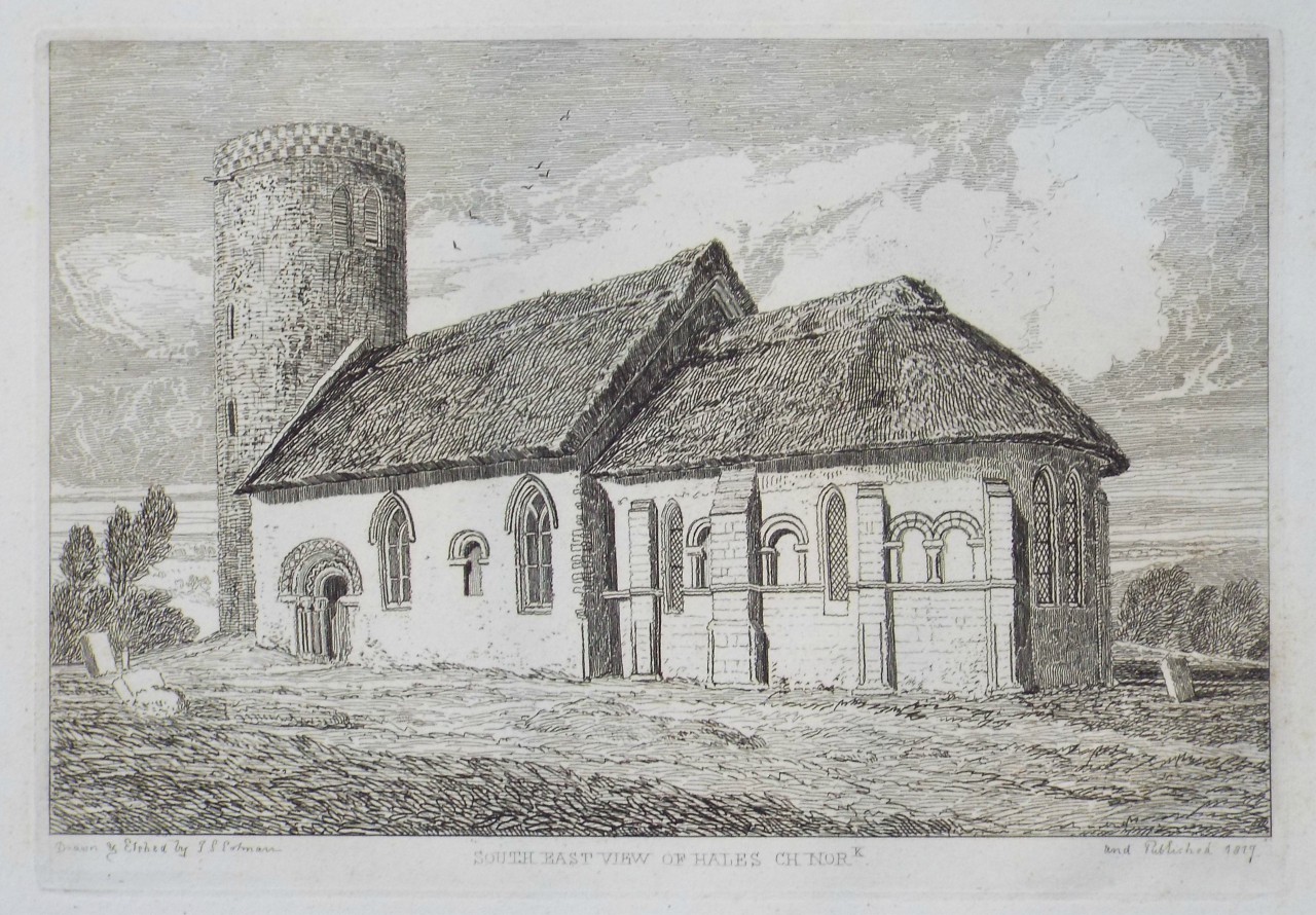 Etching - South East View of Hales Church. - Cotman