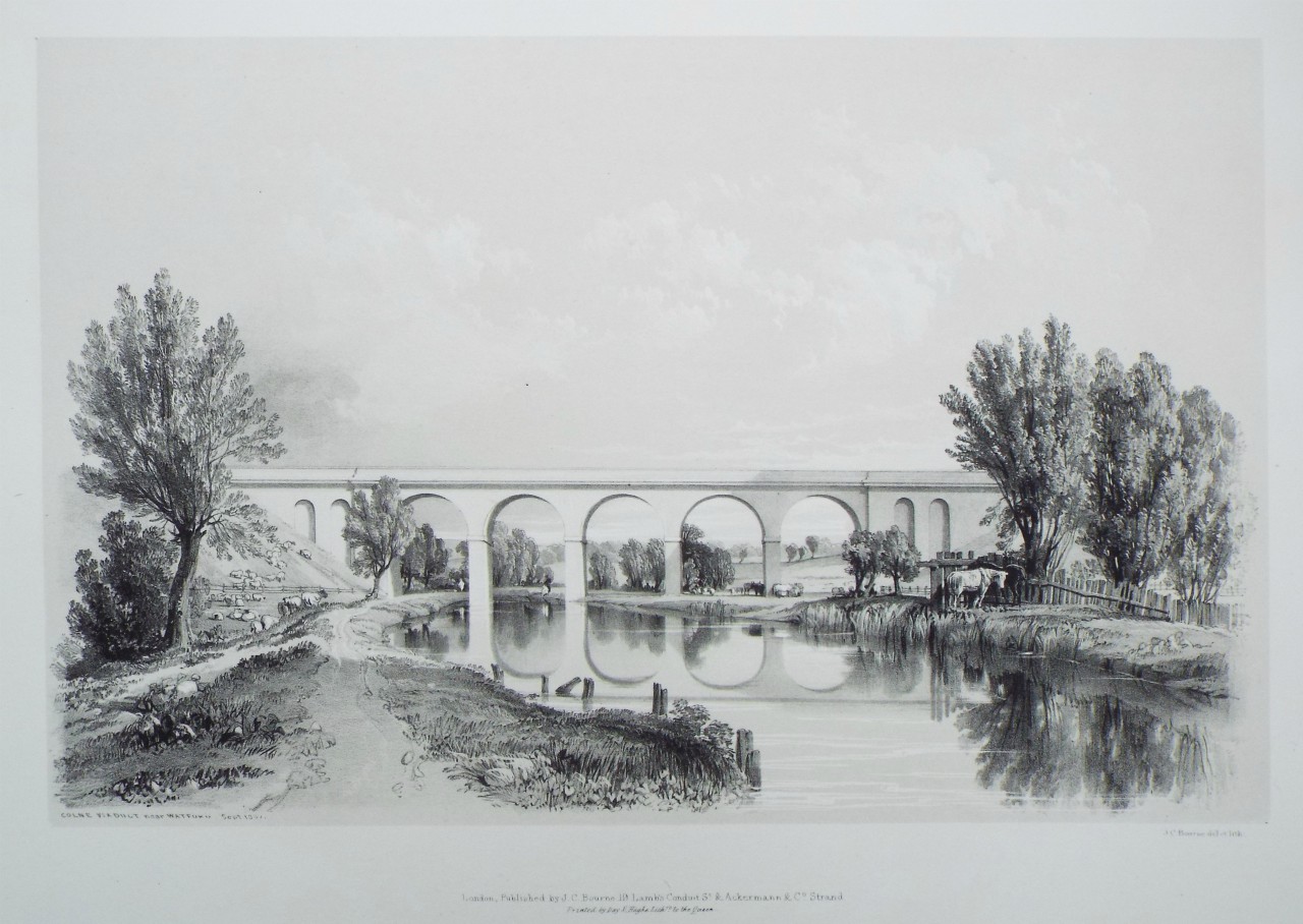 Lithograph - Colne Viaduct near Watford. Sept. 1837. - Bourne