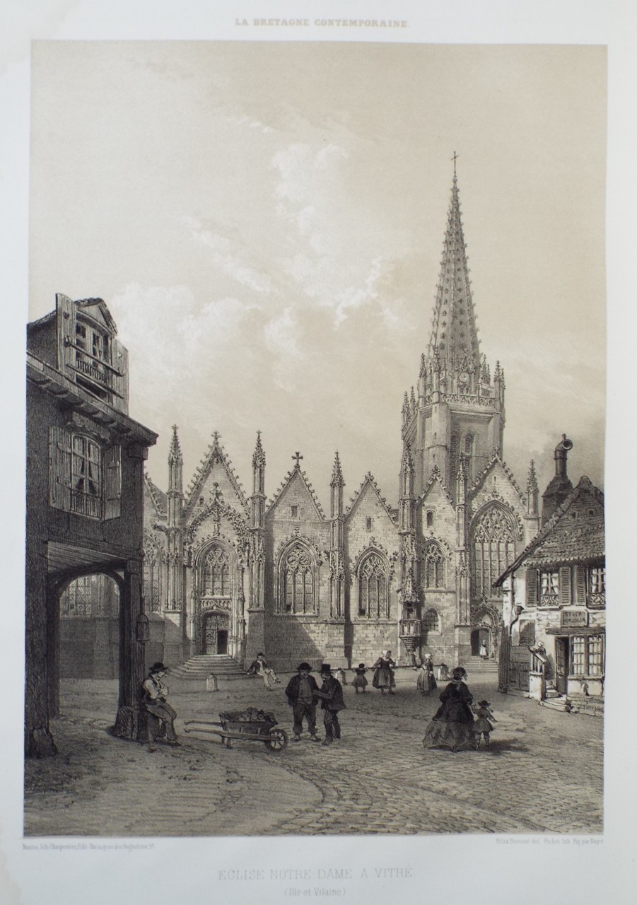 Lithograph - Eglise Notre-Dame a Vitre. (Ille-et-Vilaine) - 