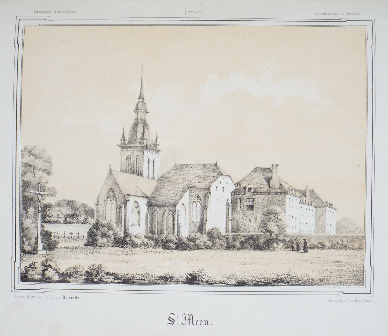 Lithograph - Saint Méen - Lorette