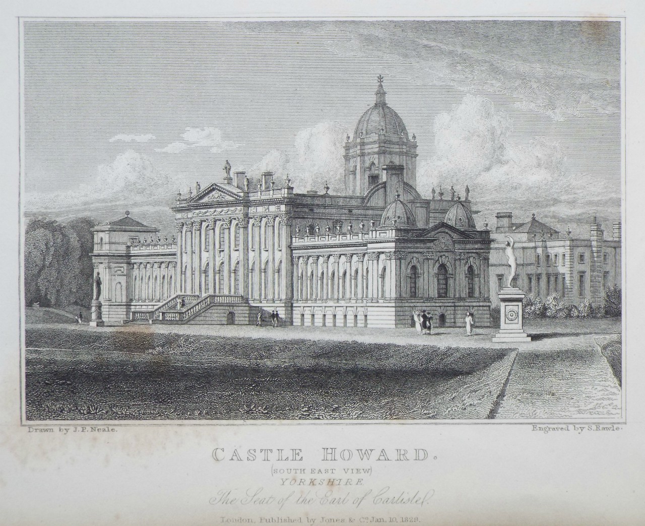 Print - Castle Howard. (South East View) Yorkshire. The Seat of the Earl of Carlisle. - Rawle