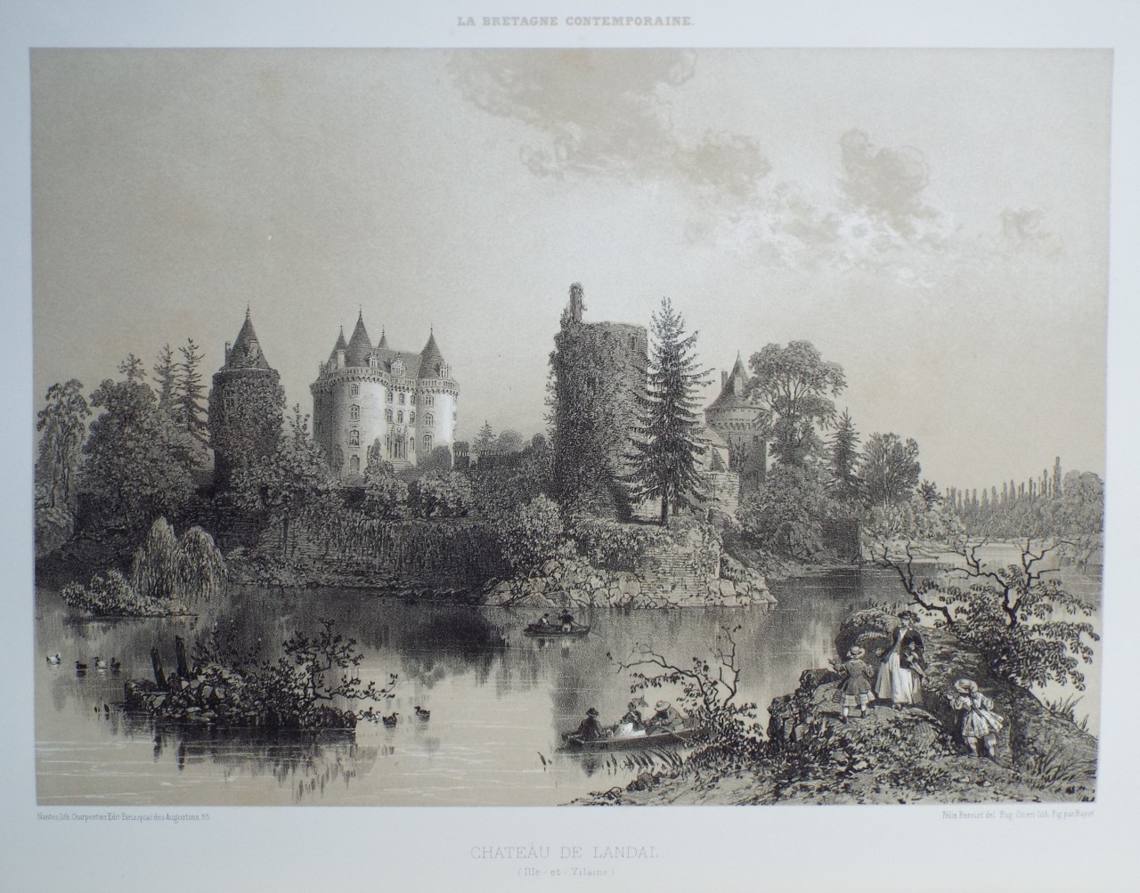 Lithograph - Chateau de Landal. (Ille-et-Vilaine) - Ciceri