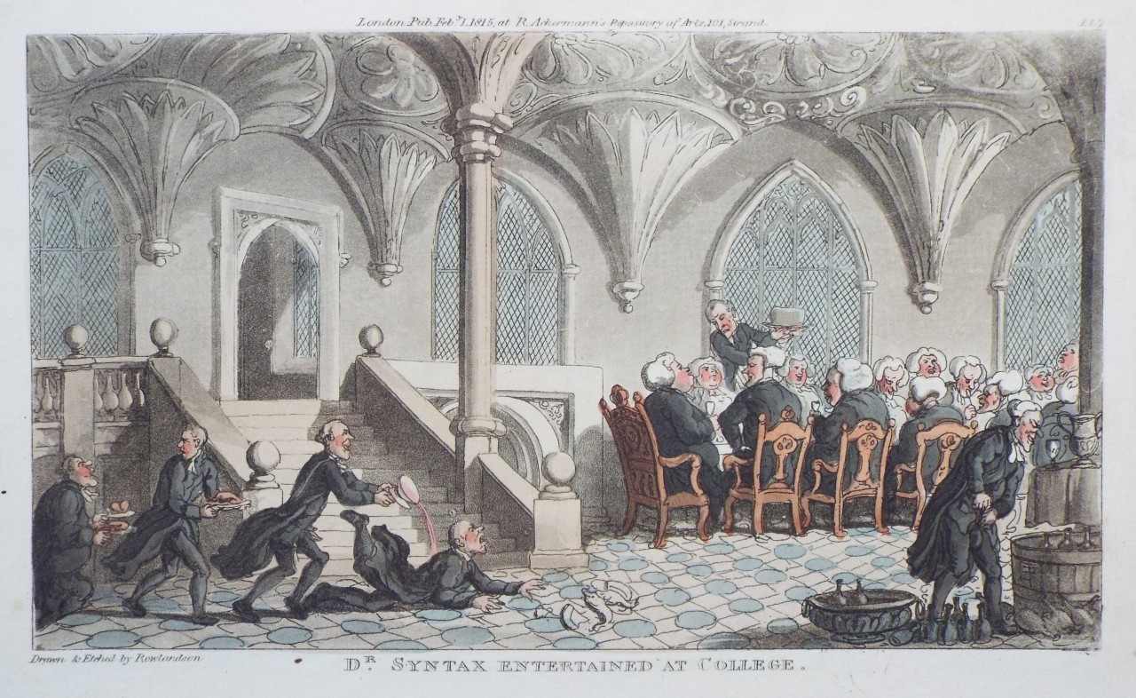 Aquatint - Doctor Syntax Entertained at College. - Rowlandson