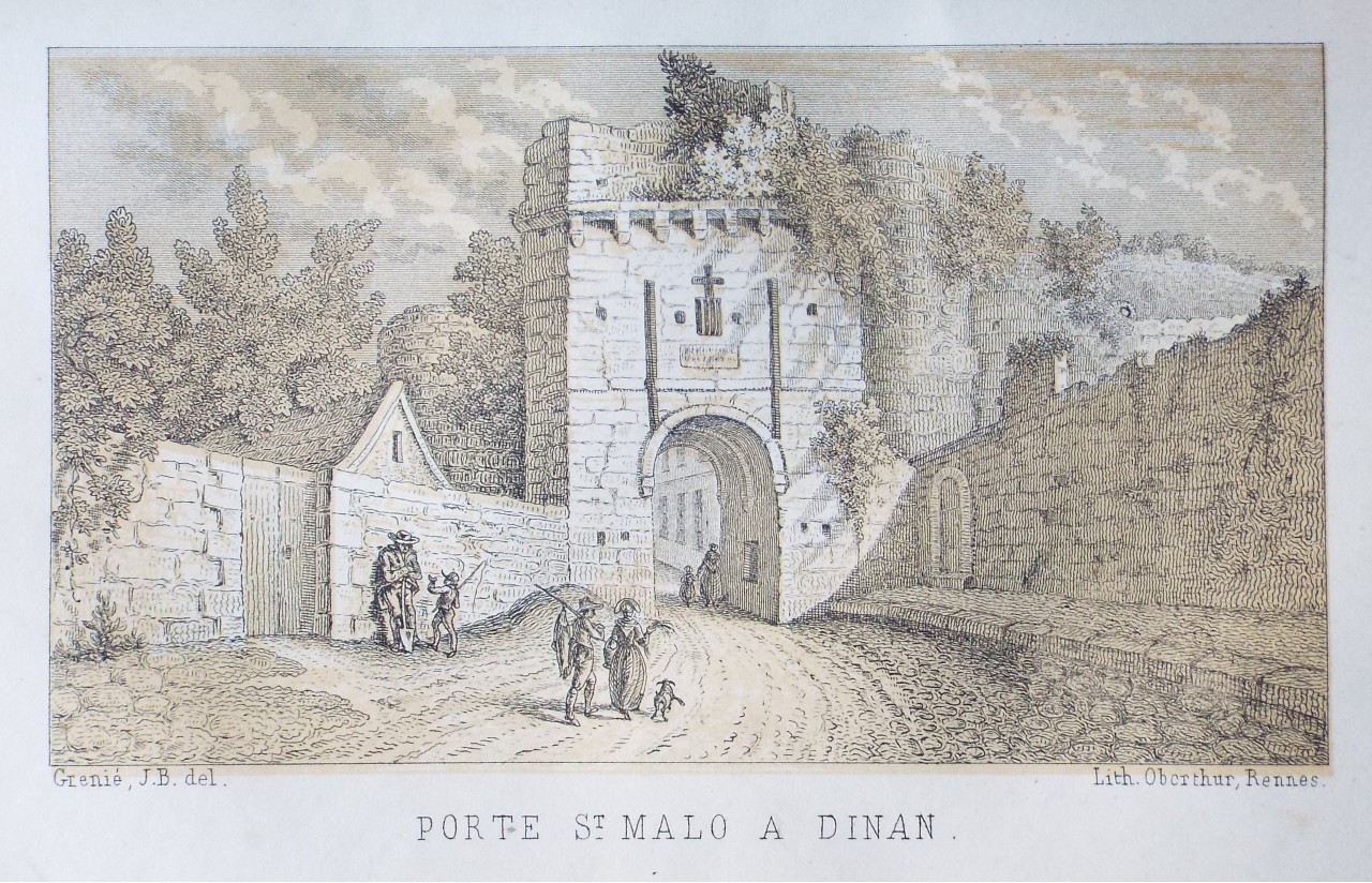Lithograph - Porte St. Malo a Dinan. - Oberthur,