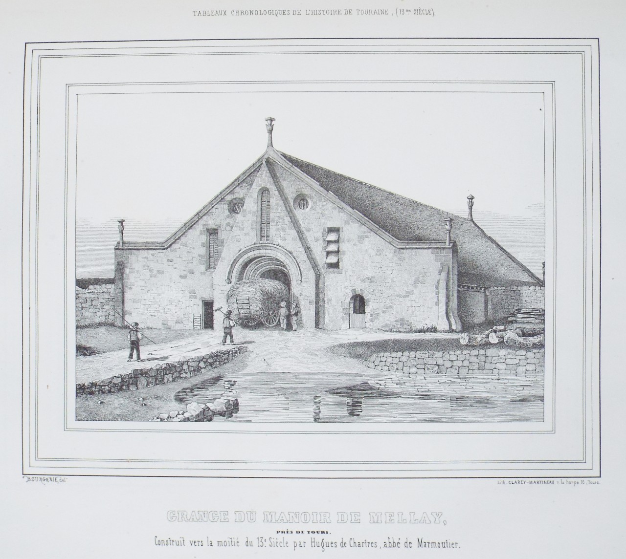 Lithograph - Grange de Manoir de Mellay.