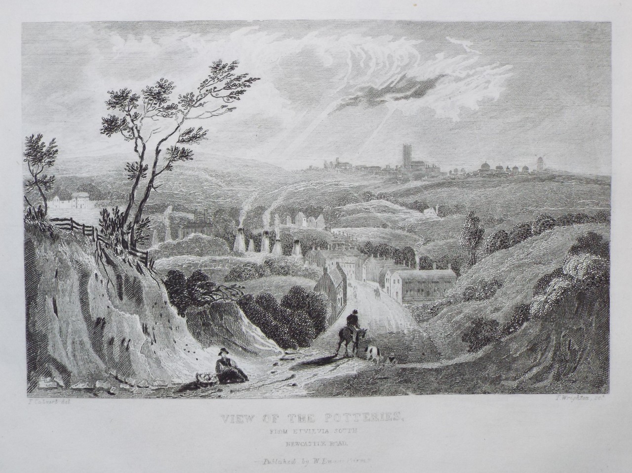 Print - View of the Potteries from Etvievia South Newcastle Road. - Wrighton