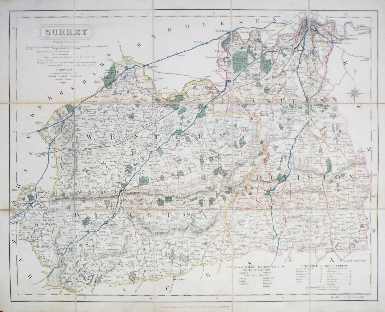 Map of Surrey - J & C Walker