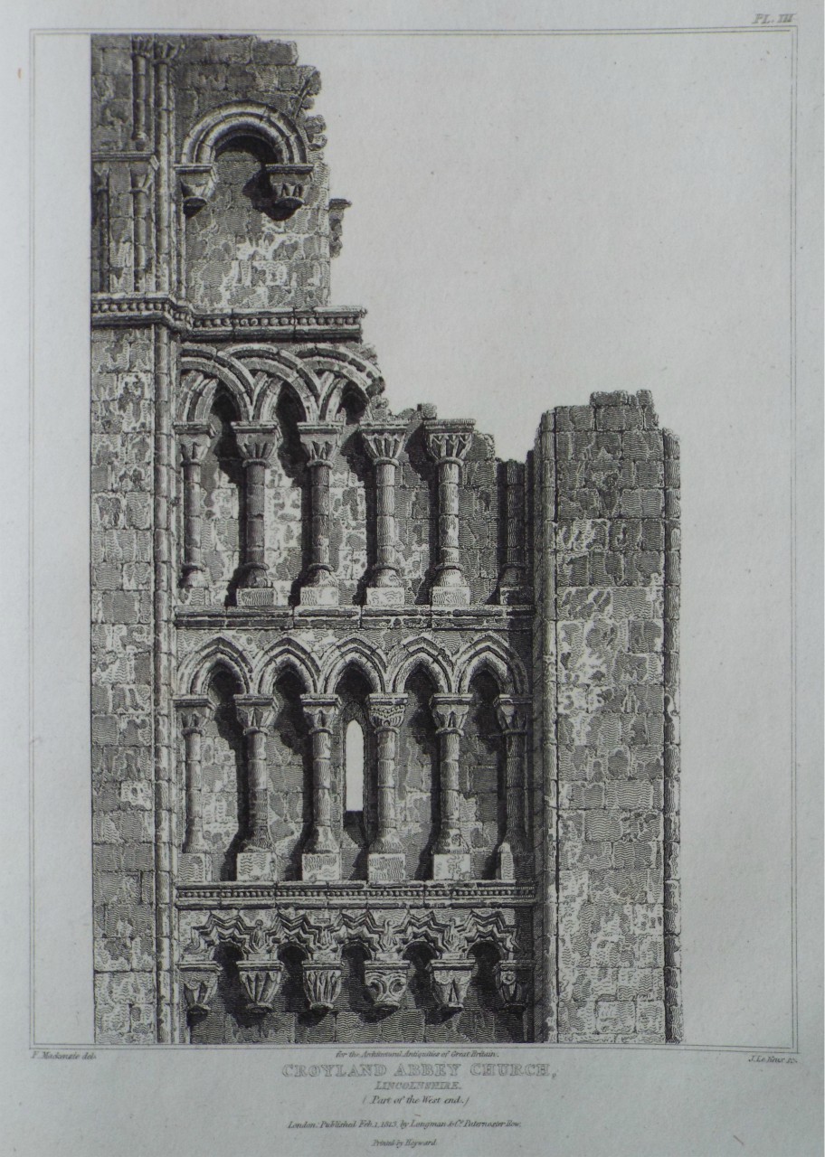 Print - Croyland Abbey Church, Lincolnshire. (Part of the West end.) - Le