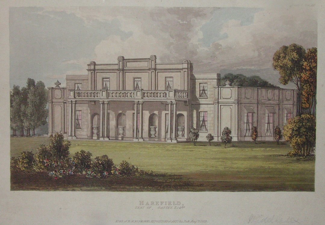 Aquatint - Harefield, Seat of Gattey Esqr.