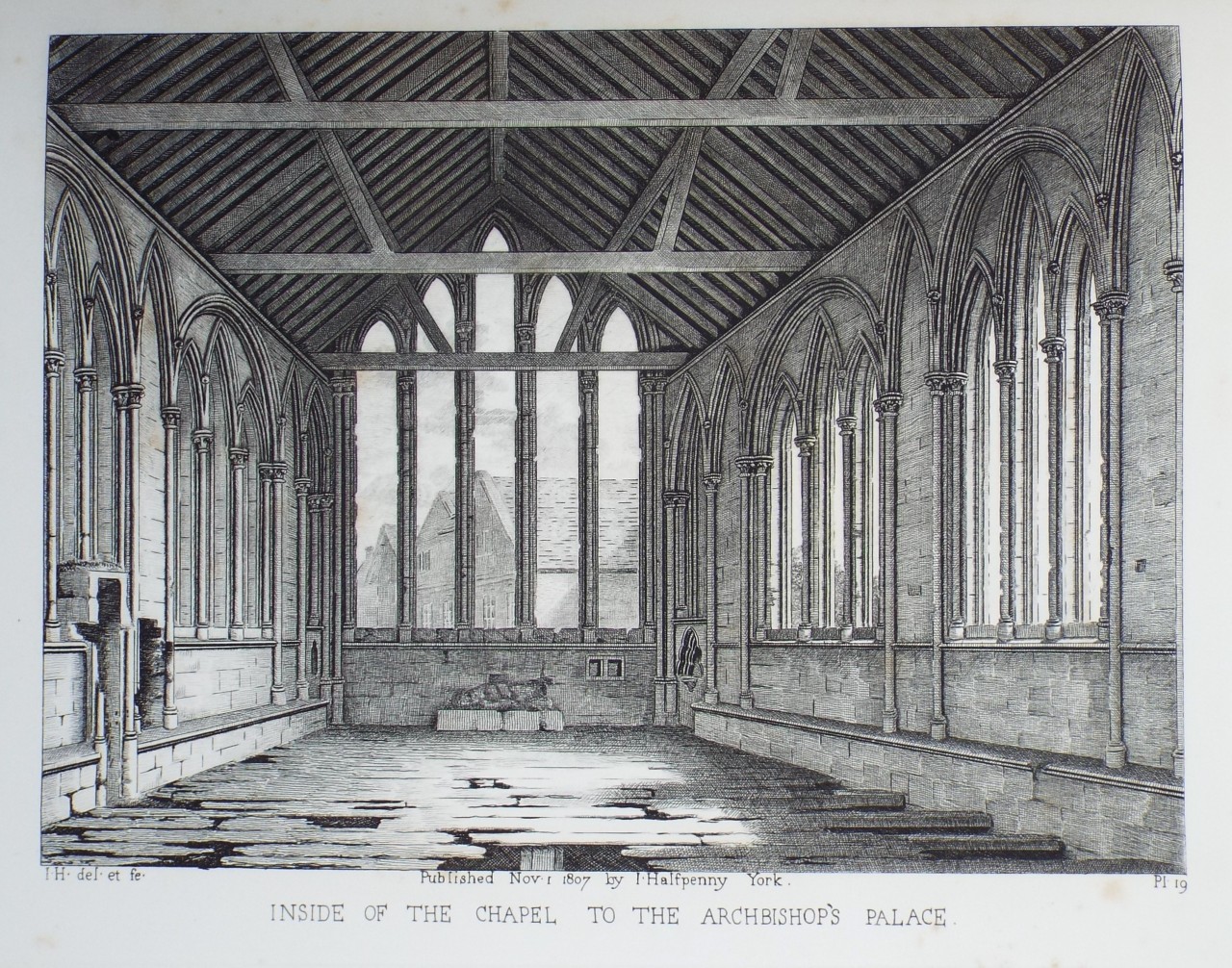 Etching - Inside of the Chapel to the Archbishop's Palace. - Halfpenny
