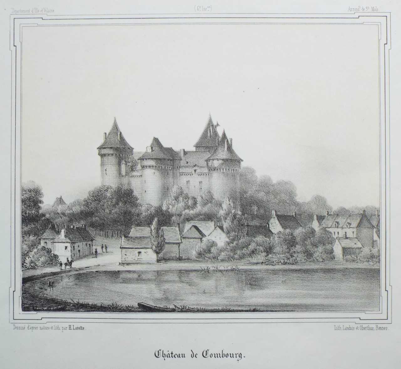 Lithograph - Chateau de Combourg. - Lorette