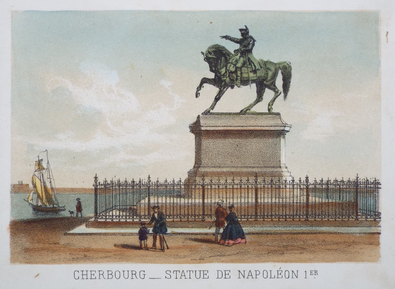 Lithograph - Cherbourg - Statue de Napoleon 1er.