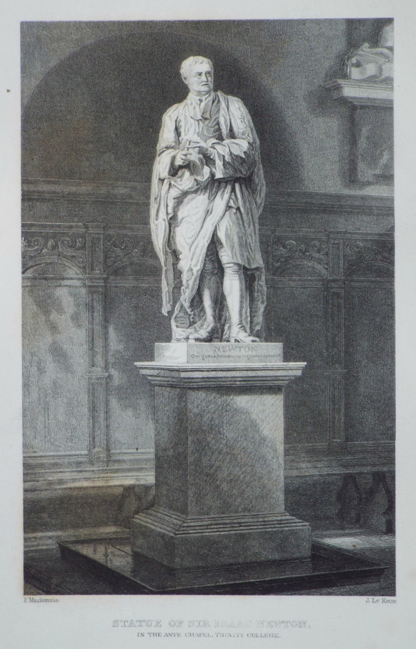 Print - Statue of Sir Isaac Newton, in the Ante Chapel, Trinity College. - Le