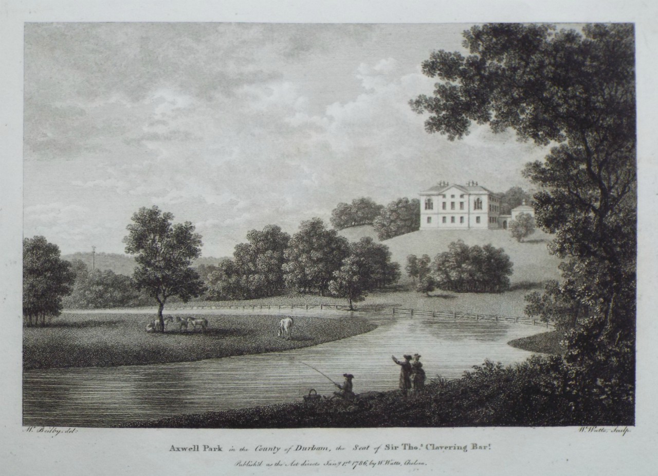 Print - Axwell Park in the County of Durham, the Seat of Sir Thos. Clavering Bart. - Watts