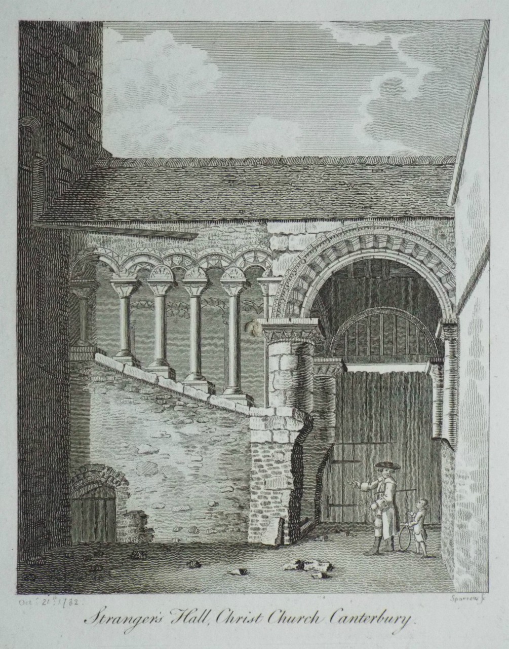 Print - Stranger's Hall, Christ Church, Canterbury. - 