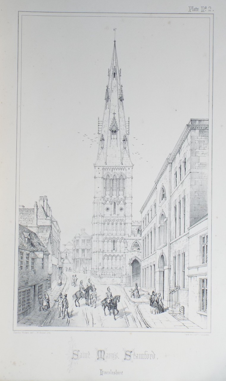Lithograph - Saint Mary's, Stamford, Lincolnshire. - Butler