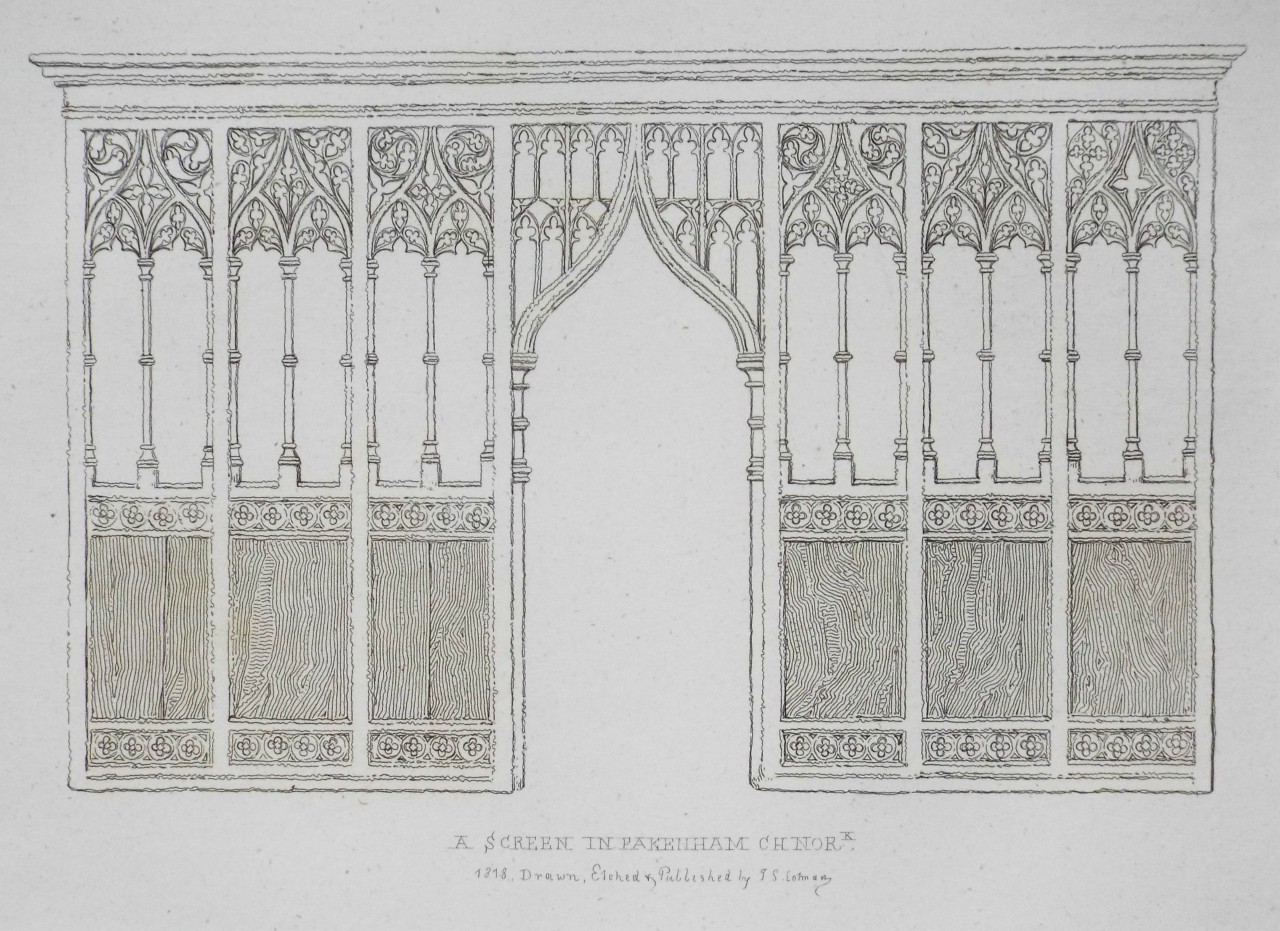 Etching - A Screen in Fakenham Ch Nork. - Cotman