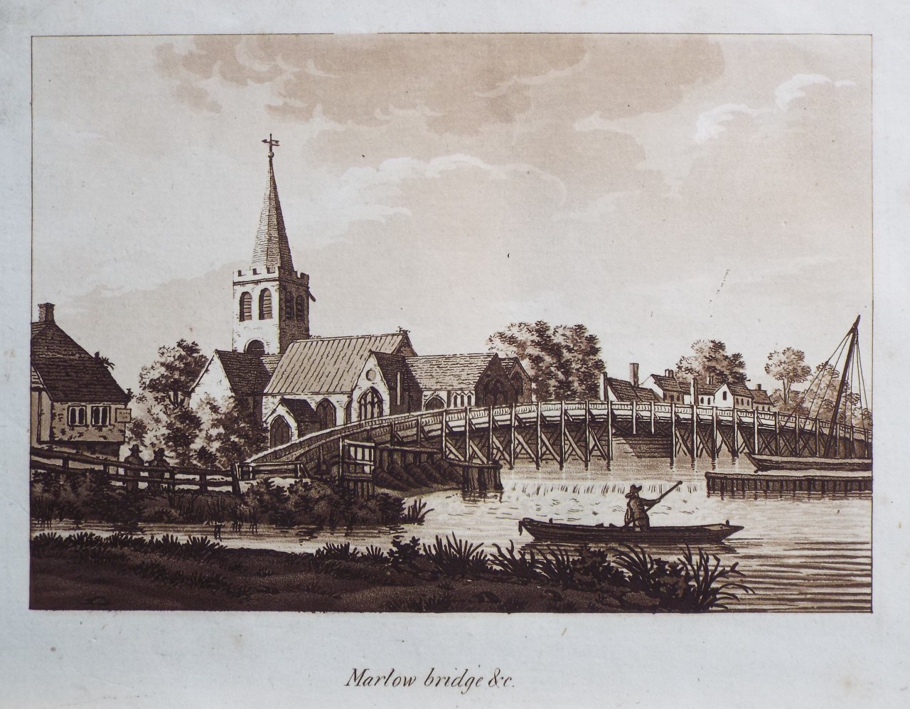 Aquatint - Marlow bridge &c. - Ireland