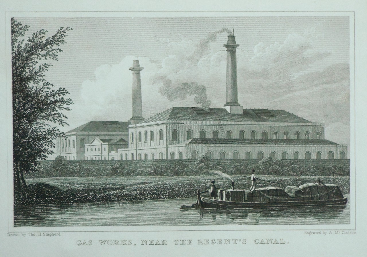 Print - Gas Works, near the Regent's Canal. - McClatchie