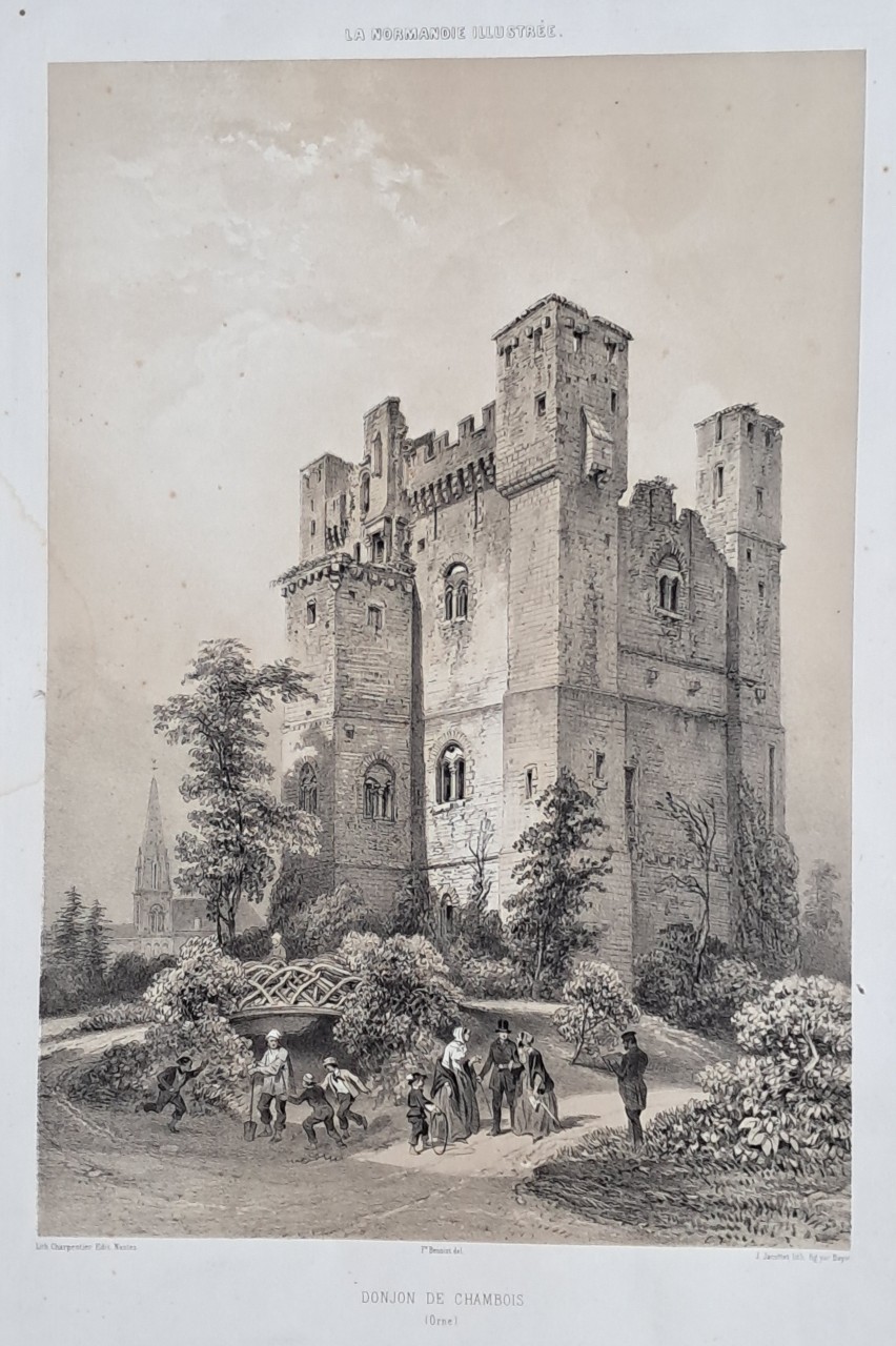 Lithograph - Donjon de Chambois (Orne) - Jacottet