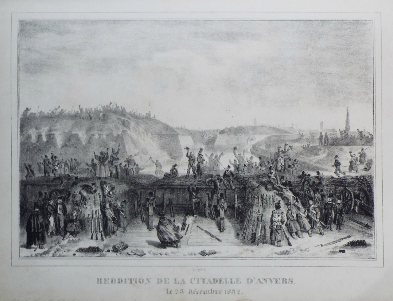 Lithograph - Reddition de la Citadelle d'Anvers, le 23 decembre 1832.