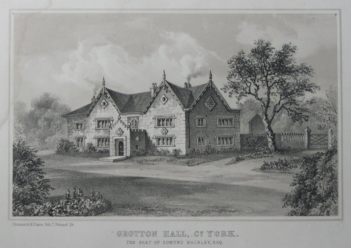 Lithograph - Grotton Hall, Co.York. The Seat of Edmund Buckley Esq