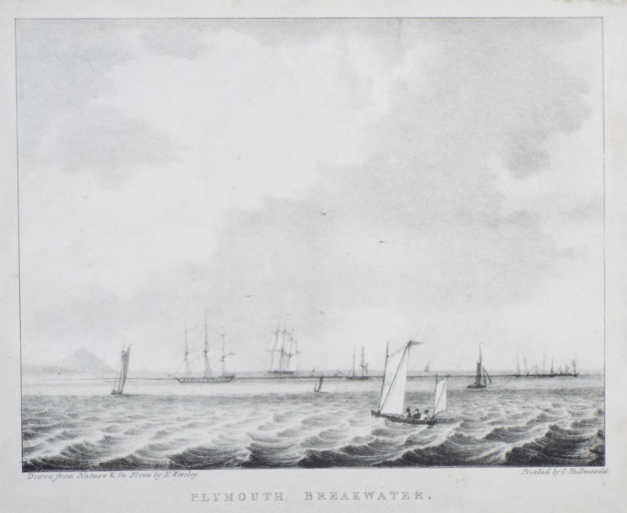 Lithograph - Plymouth Breakwater. - Worsley