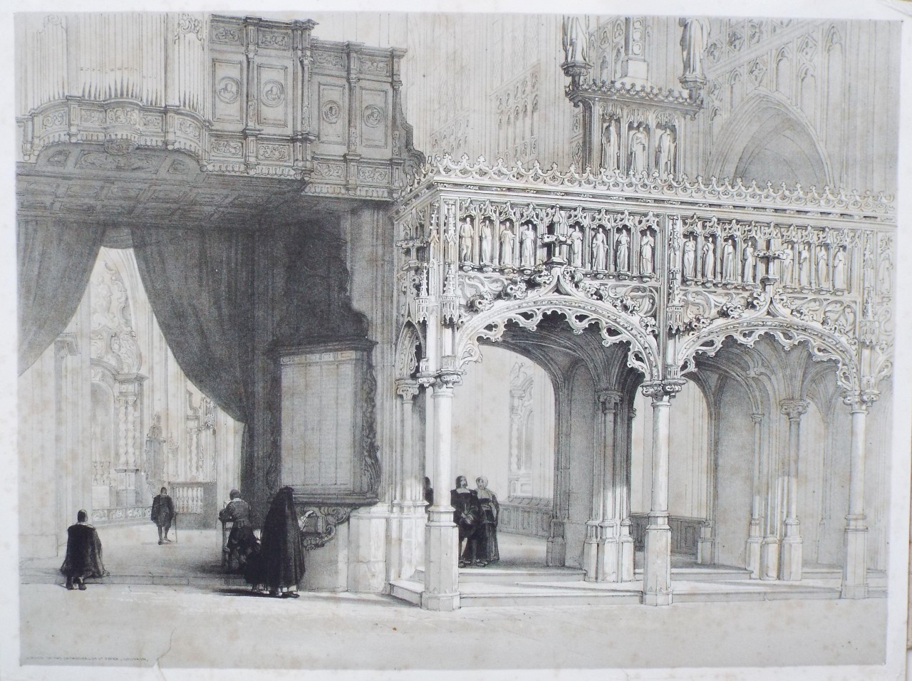 Lithograph - Screen in the Cathedral of St. Peter - Louvain - Haghe