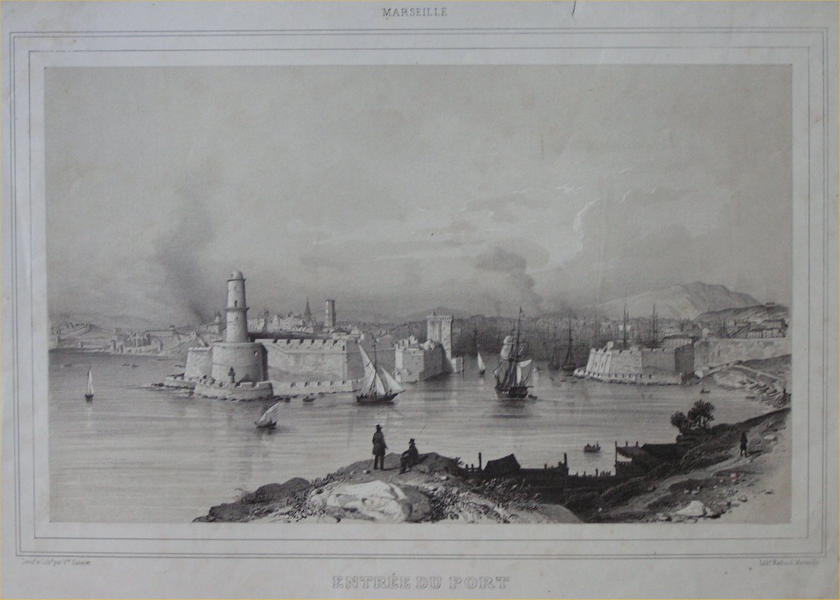 Lithograph - Marseille. Entree du Port - Carsien