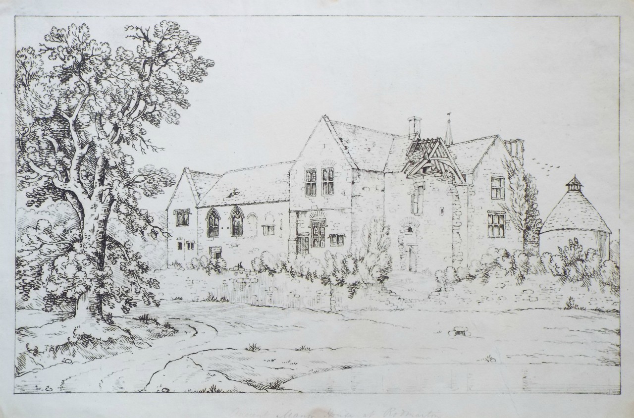 Etching - Ancient Manor House at Rodmarton.
