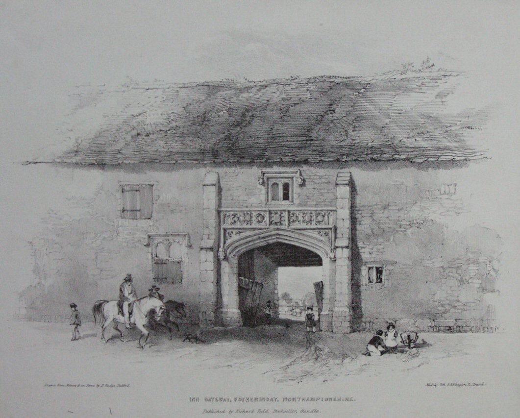 Lithograph - Inn Gateway, Fotheringay, Northamptonshire - Rudge