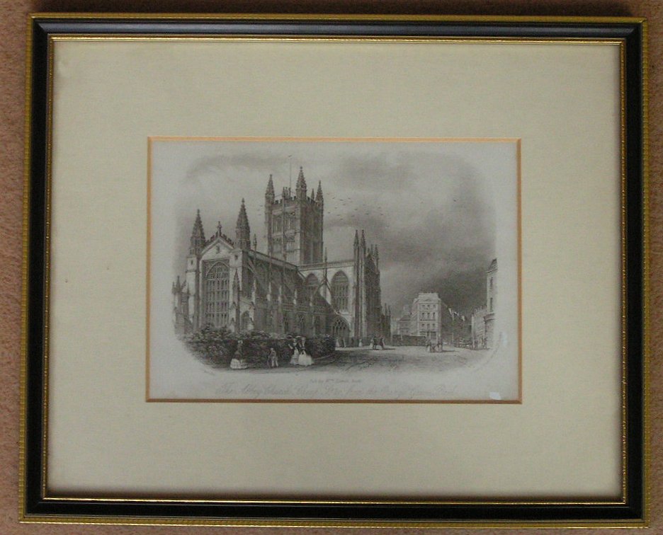 Steel Vignette - The Abbey Church, Cheap St &c, from the Orange Grove, Bath. - Shury