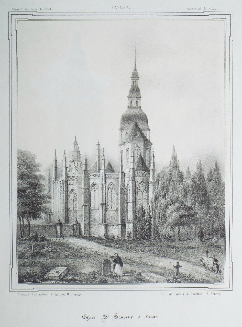 Lithograph - Eglise de St. Sauveur a Dinan. - Lorette