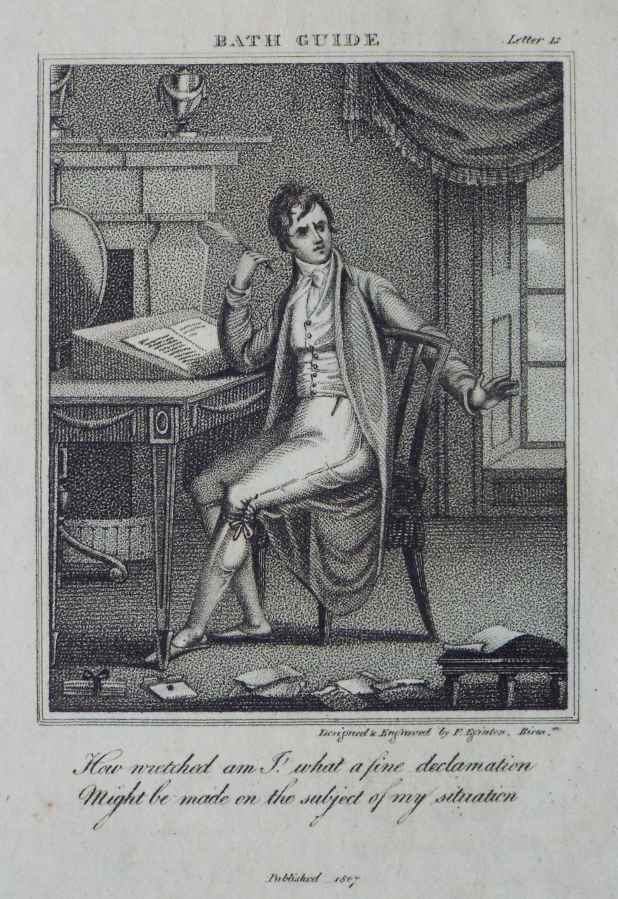 Stipple - Bath Guide. Letter 15. How wrethched am I'. what a fine declamation. Might be made on the subject of my situation - Eginton